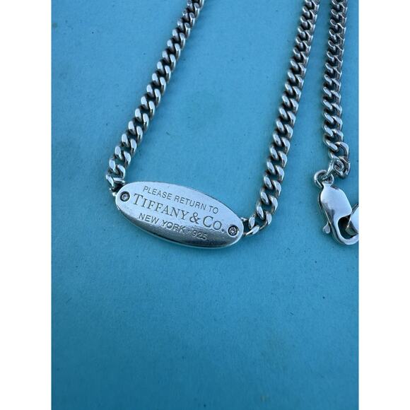 Tiffany & Co. Return To T&co Tag ID Chain Necklace W/ Diamonds - Sterling Silver - Picture 5 of 8